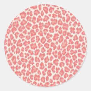 Adesivo Redondo Presentes com Estampa de Leopardo Rosa e Creme