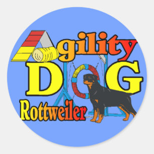 Adesivo Redondo Presentes da agilidade de Rottweiler
