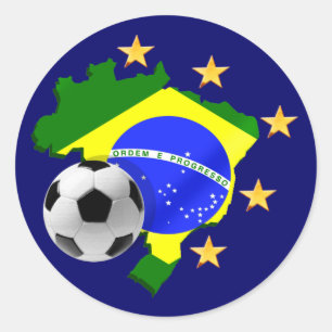 Adesivo Redondo Presentes da bola de futebol das estrelas do mapa