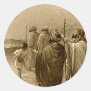 Adesivo Redondo Presentes da cena da natividade para o Natal