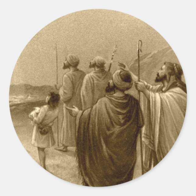 Adesivo Redondo Presentes da cena da natividade para o Natal (Frente)