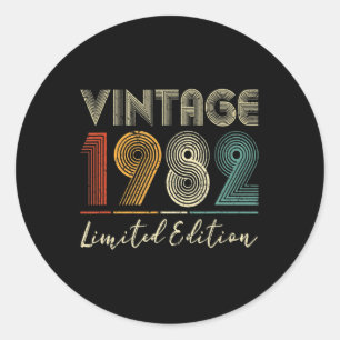Adesivo Redondo Presentes de 40 anos Vintage 1982 Limited Edition