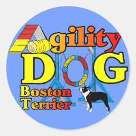 Adesivo Redondo Presentes de Agilidade de Boston Terrier