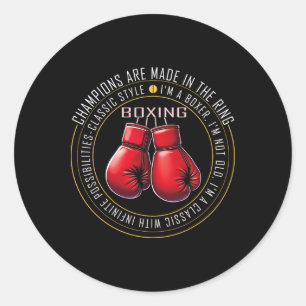Adesivo Redondo Presentes De Amor Com Luvas De Boxing Retro Para B