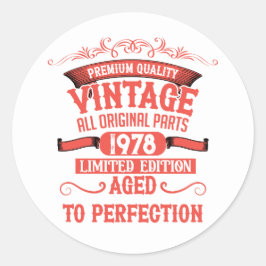 Adesivo Redondo Presentes de aniversário de vintage personalizados