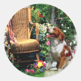 Adesivo Redondo Presentes de Arte Brittany Spaniel Americanos