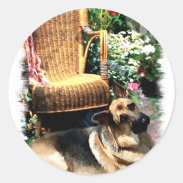 Adesivo Redondo Presentes de arte german shepherd
