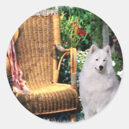 Adesivo Redondo Presentes de Arte Samoyed