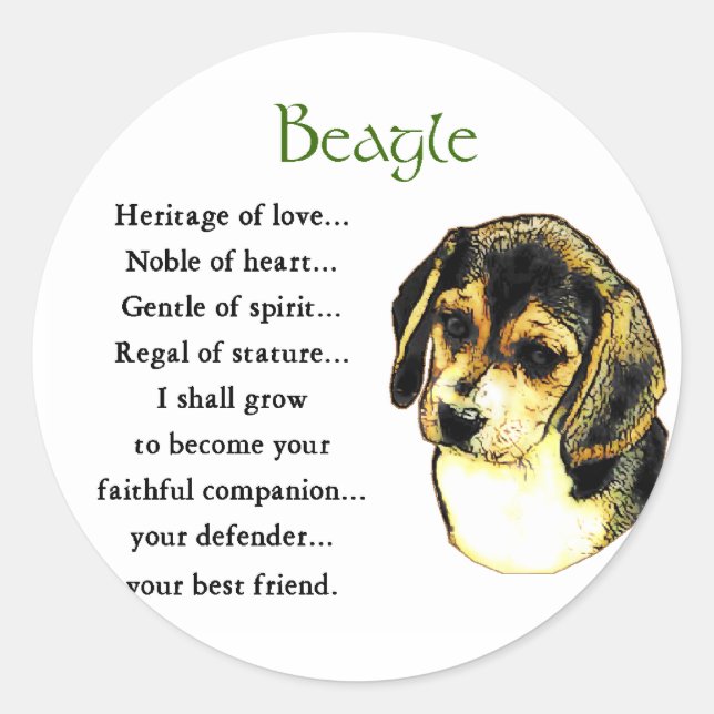 Adesivo Redondo Presentes de Beagle Lovers (Frente)