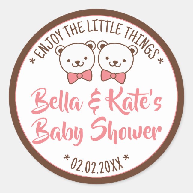 Adesivo Redondo Presentes de Chá de fraldas Nostálgico de Urso Jus (Frente)