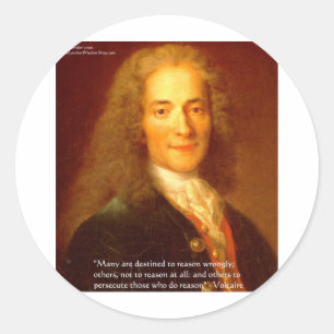 Adesivo Redondo Presentes de Citação de Razão de Voltaire Camiseta