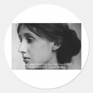 Adesivo Redondo Presentes de Citações de Virginia Woolf Jantar/Ama