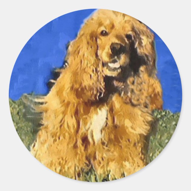 Adesivo Redondo Presentes de Cocker Spaniel (Frente)