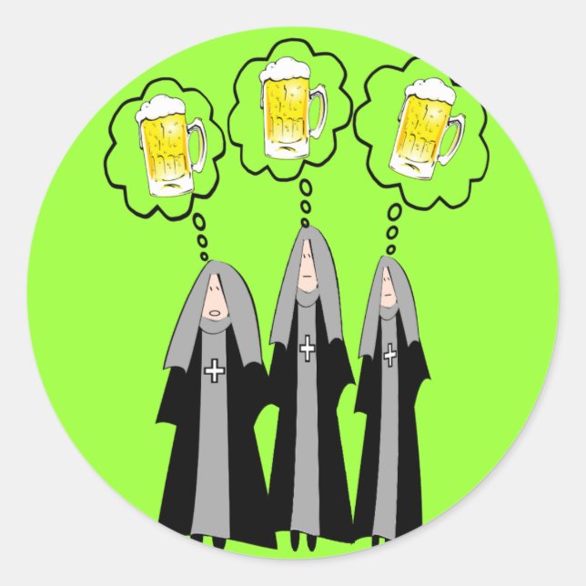 Adesivo Redondo Presentes de freira católicos~~Hilários (Frente)