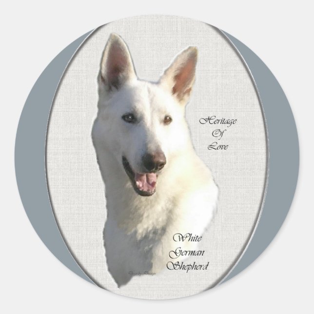 Adesivo Redondo Presentes de German shepherd Branco (Frente)