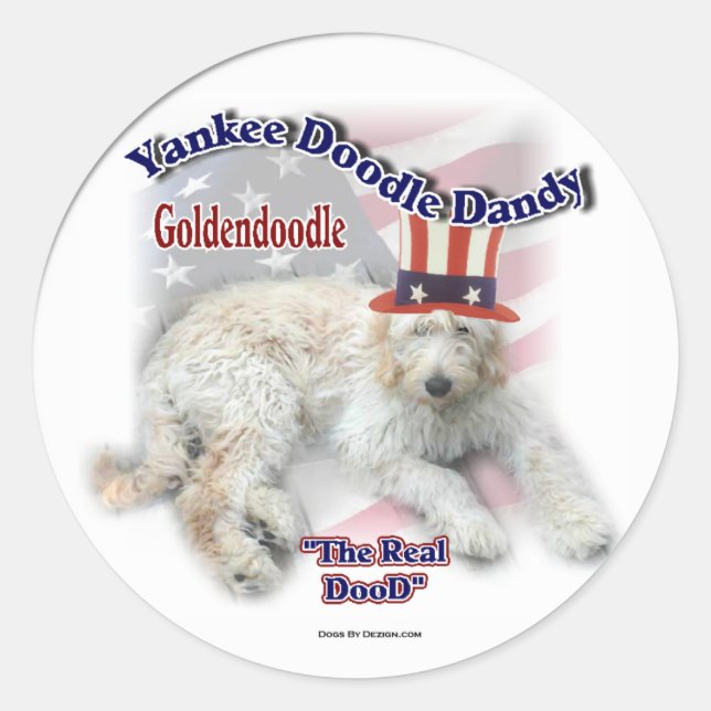 Adesivo Redondo Presentes de Goldendoodle (Frente)