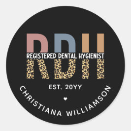 Adesivo Redondo Presentes de Higienista Dental Registrados de RDH 