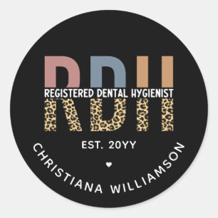 Adesivo Redondo Presentes de Higienista Dental Registrados de RDH