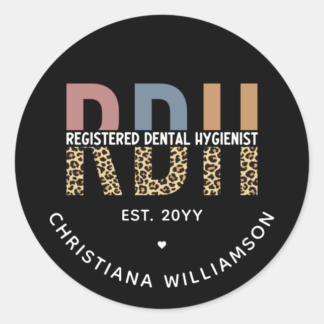 Adesivo Redondo Presentes de Higienista Dental Registrados de RDH  (Frente)