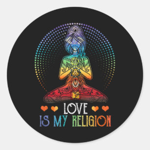 Adesivo Redondo Presentes de Namaste Yoga Tees são Minha Religião
