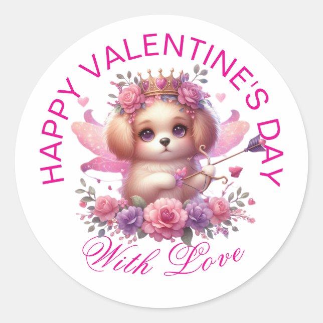 Adesivo Redondo Presentes De namorados - Puppy Adorável Pawsitivam (Frente)