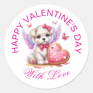 Adesivo Redondo Presentes De namorados - Puppy Adorável Pawsitivam