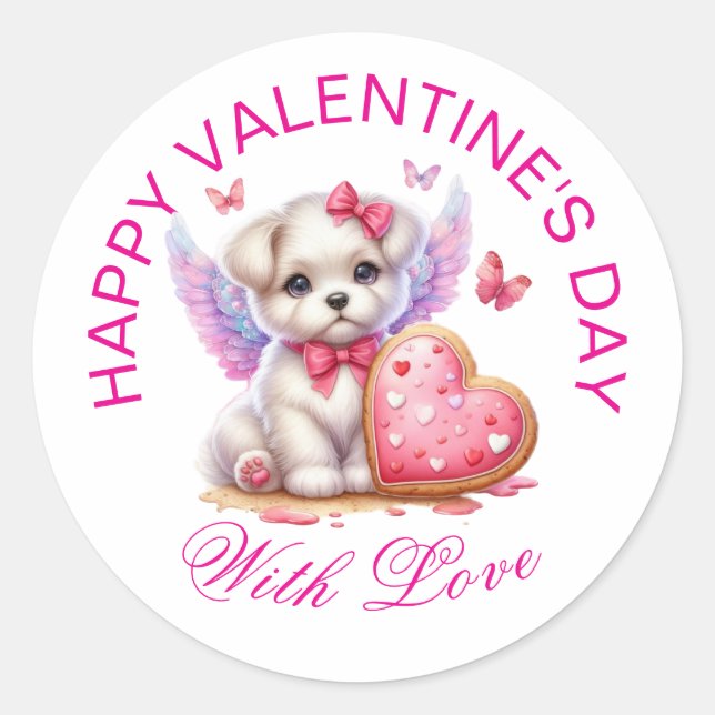 Adesivo Redondo Presentes De namorados - Puppy Adorável Pawsitivam (Frente)