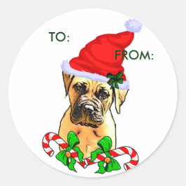 Adesivo Redondo Presentes de Natal Bullmastiff, A:, DE:
