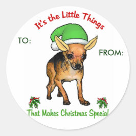 Adesivo Redondo Presentes de Natal Chihuahua