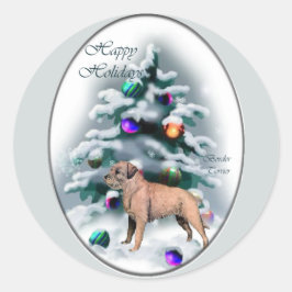 Adesivo Redondo Presentes de Natal de Borda Terrier
