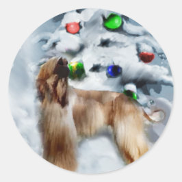 Adesivo Redondo Presentes de Natal de Caça Afegã