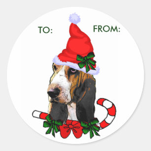 Adesivo Redondo Presentes de Natal de Caça-Basset, A: