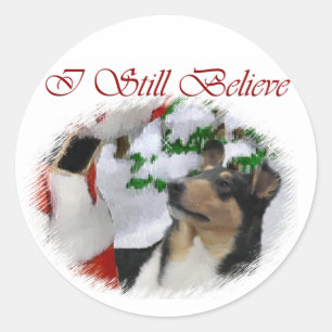 Adesivo Redondo Presentes de Natal de Collie Suaves