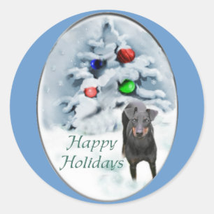 Adesivo Redondo Presentes de Natal de Manchester Terrier