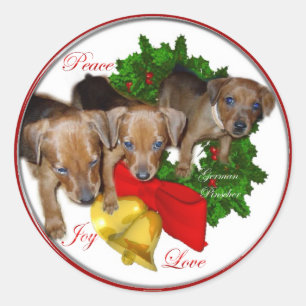 Adesivo Redondo Presentes de Natal de Pinscher Alemães