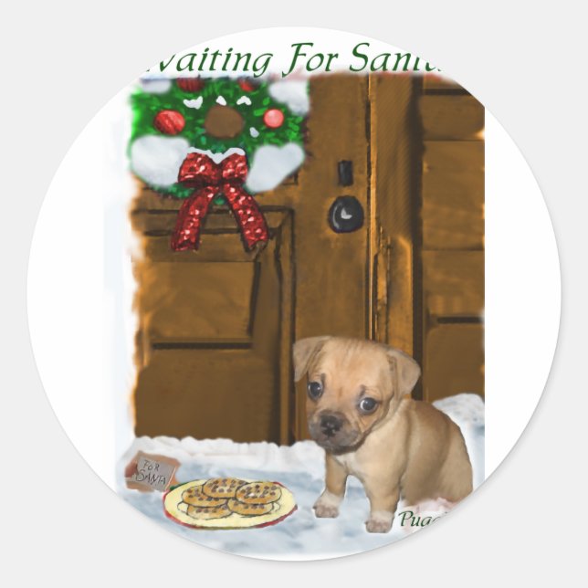 Adesivo Redondo Presentes de Natal de Puggle (Frente)