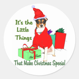 Adesivo Redondo Presentes de Natal de Rat Terrier