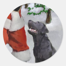 Adesivo Redondo Presentes de Natal do Labrador Retriever
