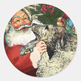 Adesivo Redondo Presentes de Natal do Wolfhound Irlandês
