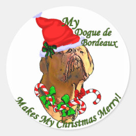 Adesivo Redondo Presentes de Natal Dogue de Bordeaux