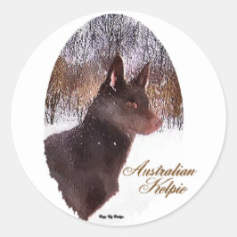 Adesivo Redondo Presentes de Natal em Kelpie australianos