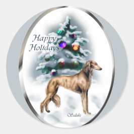 Adesivo Redondo Presentes de Natal em Saluki