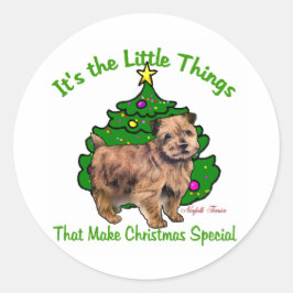 Adesivo Redondo Presentes de Natal Norfolk Terrier