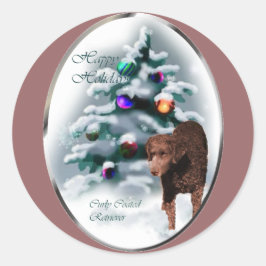 Adesivo Redondo Presentes de Natal para Retriever Revestidos Curly