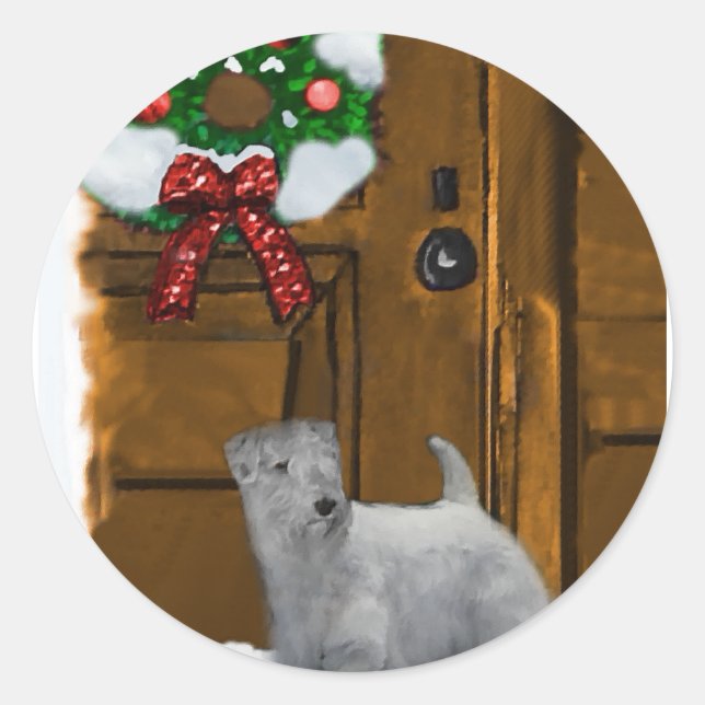 Adesivo Redondo Presentes de Natal Sealyham Terrier (Frente)