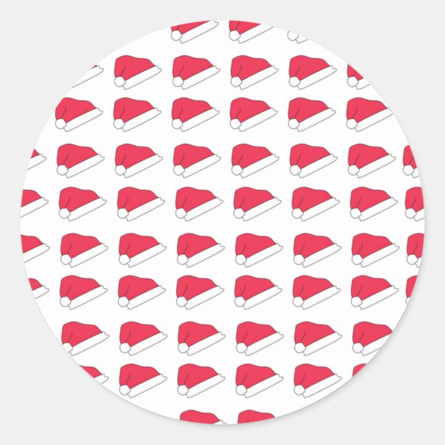 Adesivo Redondo Presentes de Padrão de Chapéu do Papai Noel (Frente)