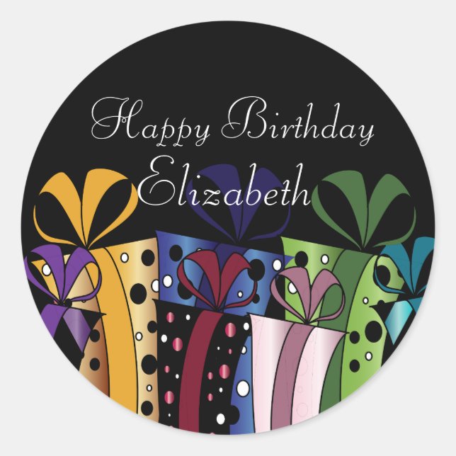 Adesivo Redondo Presentes de presentes coloridos | Personalizar (Frente)