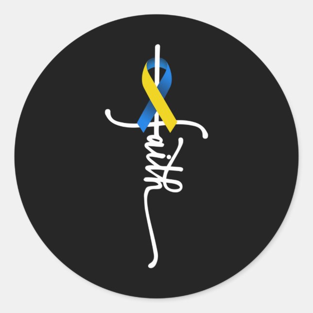 Adesivo Redondo Presentes de Sensibilização para a Síndrome de Dow (Frente)