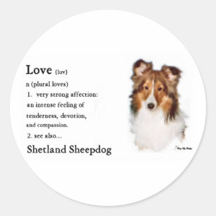 Adesivo Redondo Presentes de Sheltie Art de Sheepdog Shetland