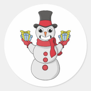 Adesivo Redondo Presentes de Snowman